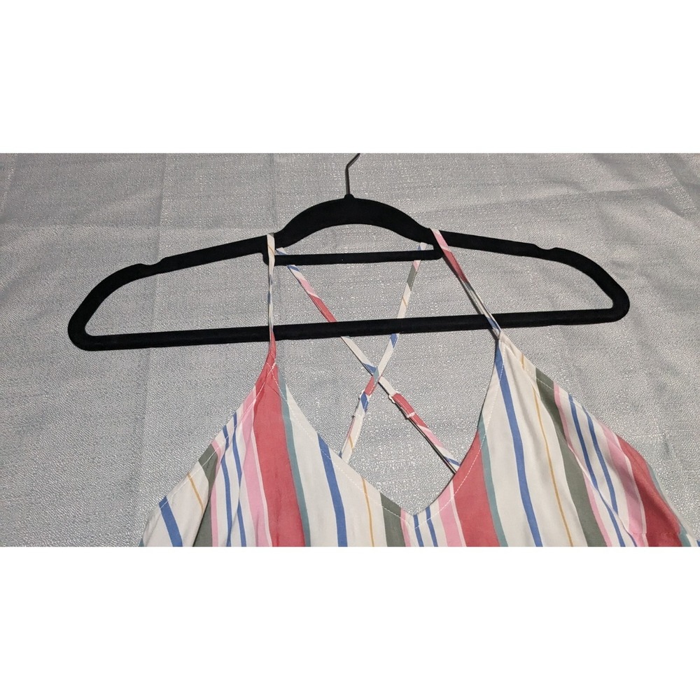 Old Navy Women's Multi Stripe V-Neck Maxi Shift Dress Cross Back Strap Medium - Picture 3 of 12
